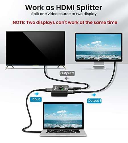 HDMI Switch, 4K@60Hz HDR Aluminio Bidireccional