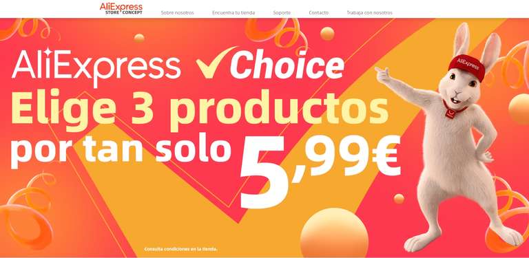 Elige 3 productos por 5,99€ en Aliexpress Store Concept, Tiendas físicas de Aliexpress en España (Madrid, Barcelona y Sevilla).