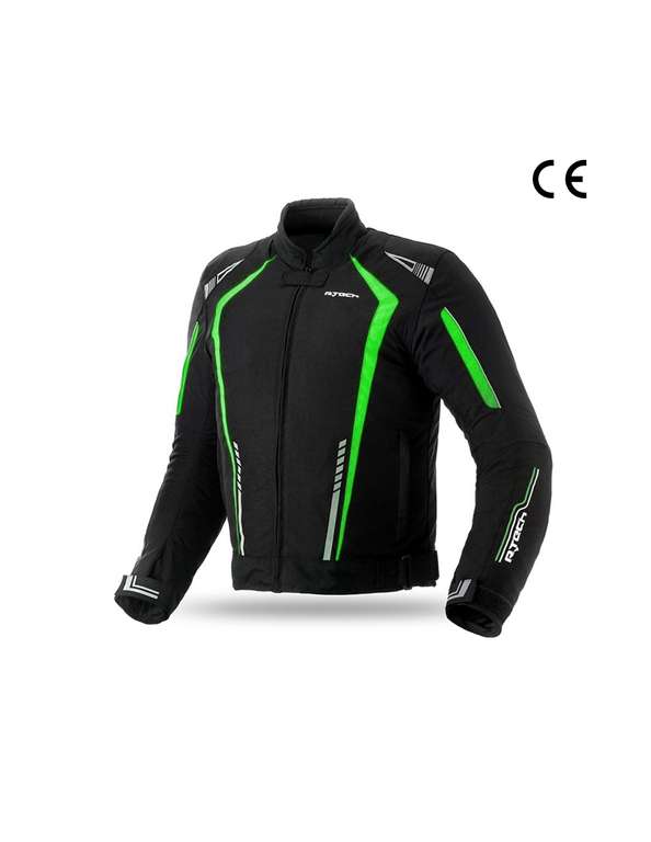 Chaqueta moto r-tech - textil marshal negro/verde