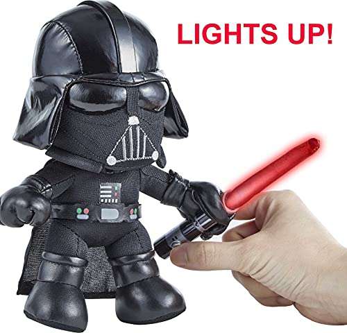 Star Wars- Peluche Darth Vader 15 cm, Con espada laser con luz (Mattel GXB31)