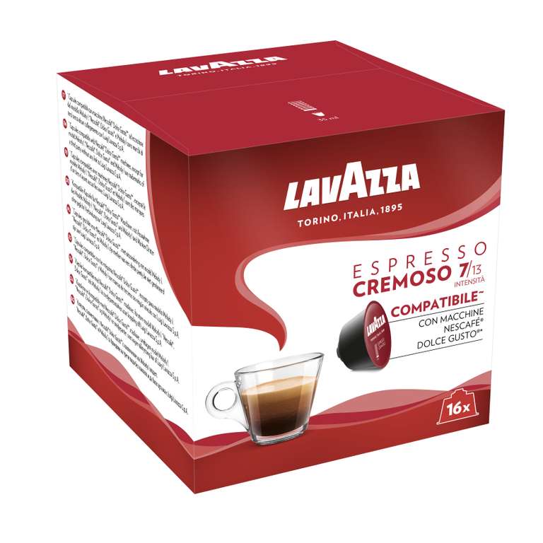 16x Capsulas Lavazza, Espresso Cremoso, Compatibles con Máquina Nescafé Dolce Gusto