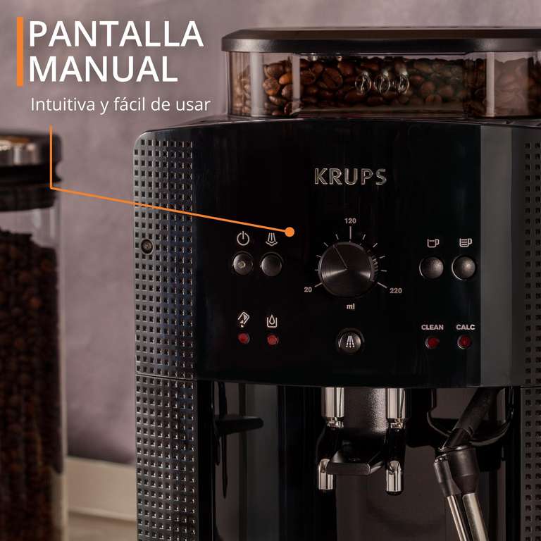 Krups Roma EA810870 - Cafetera superautomática, molinillo de café cónico de metal