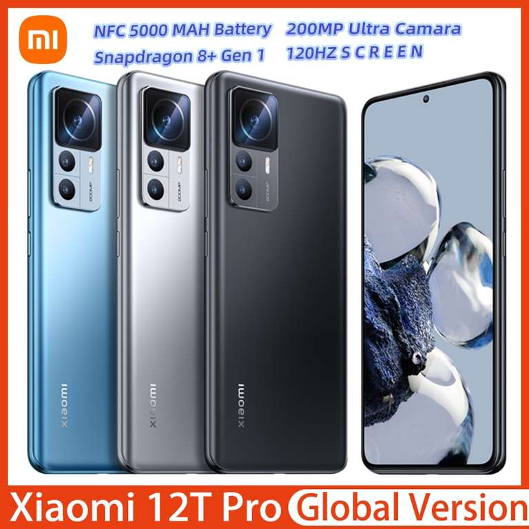 Xiaomi 12T Pro Smartphone Versión global 8+256GB Snapdragon 8+ Gen 1 200MP Cámara 120Hz Pantalla 120W Carga