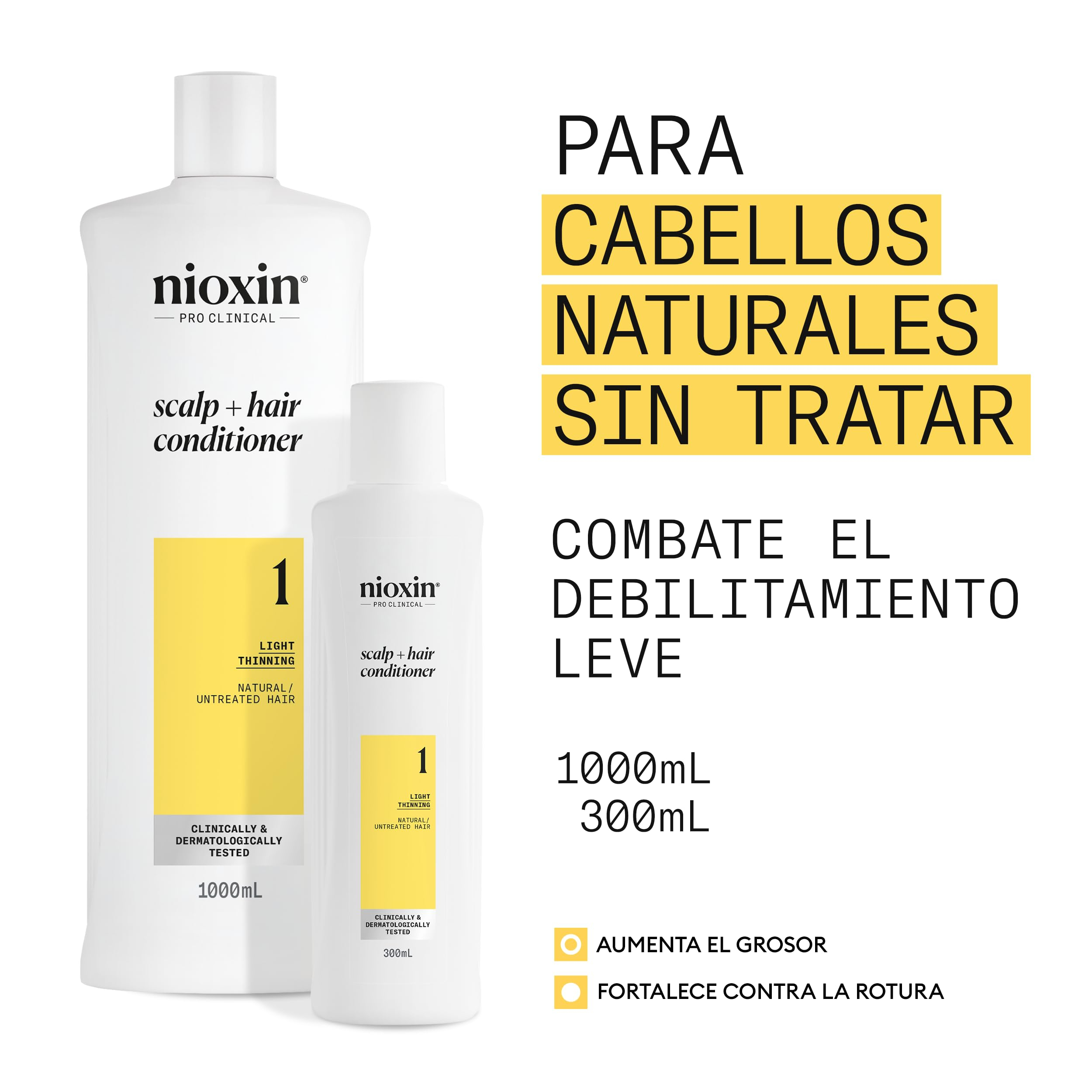 Nioxin Sistema 1 - Champú / Acondicionador / Tratamiento - para Cabello y Cuero Cabelludo - Cabello Natural con Debilitamiento Leve. 1l