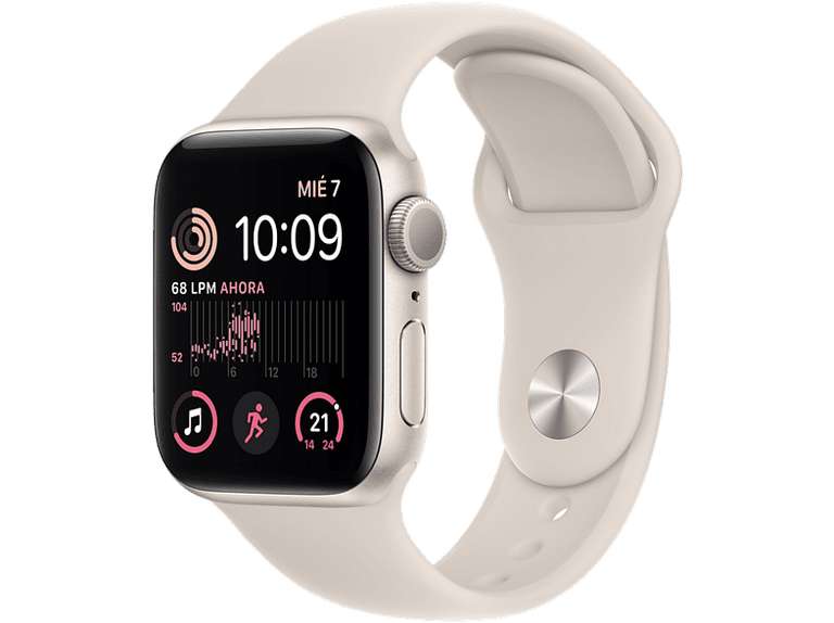 Apple Watch SE (2022), GPS+CELL, 40 mm, Caja de aluminio, Vidrio delantero Ion-X, Correa [También en Amazon en negro