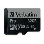 Verbatim Tarjeta de memoria Pro Micro SDHC Class 10 / Uhs 1 32Gb (Read 90Mb/Sec, Write 45Mb/Sec