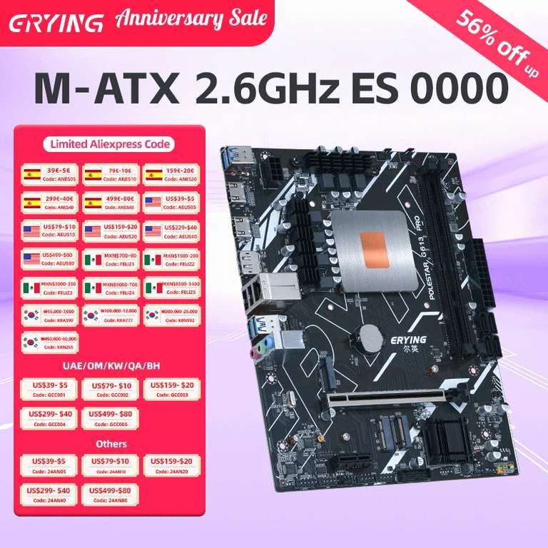 ERYING-Kit de placa base para PC Gaming con CPU i9 0000 ES 2,6 GHz (11980HK)