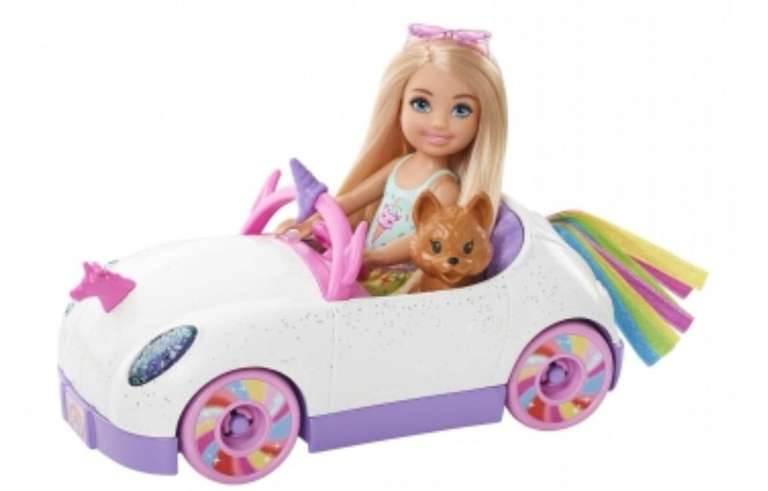 Barbie Chelsea - Con Coche Muñeca con Vehículo de Juguete, Mascota, Pegatinas y Accesorios [ENVÍO GRATIS]