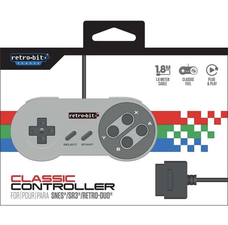 Retro-Bit Classic Controller Mando de Juego Retro para SNES/Super Famicom/SR3/Retro Duo