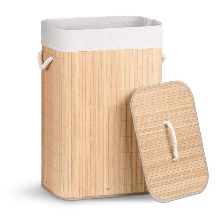 VOUNOT Cesto para Ropa Sucia Plegable de Bambú (72L)