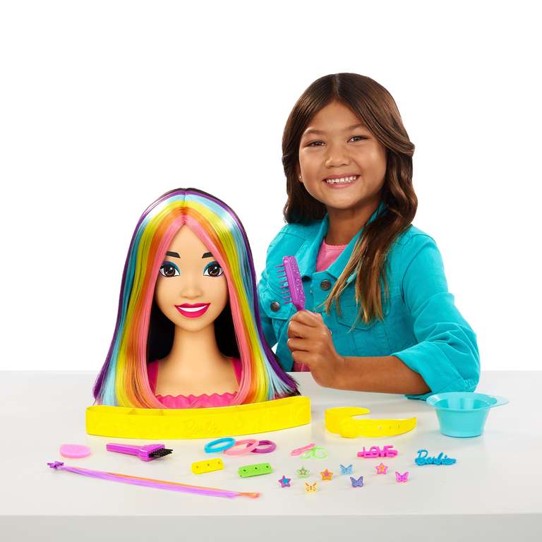 Barbie Totally Hair Color Reveal Arcoíris Neon Deluxe Cabeza para peinar