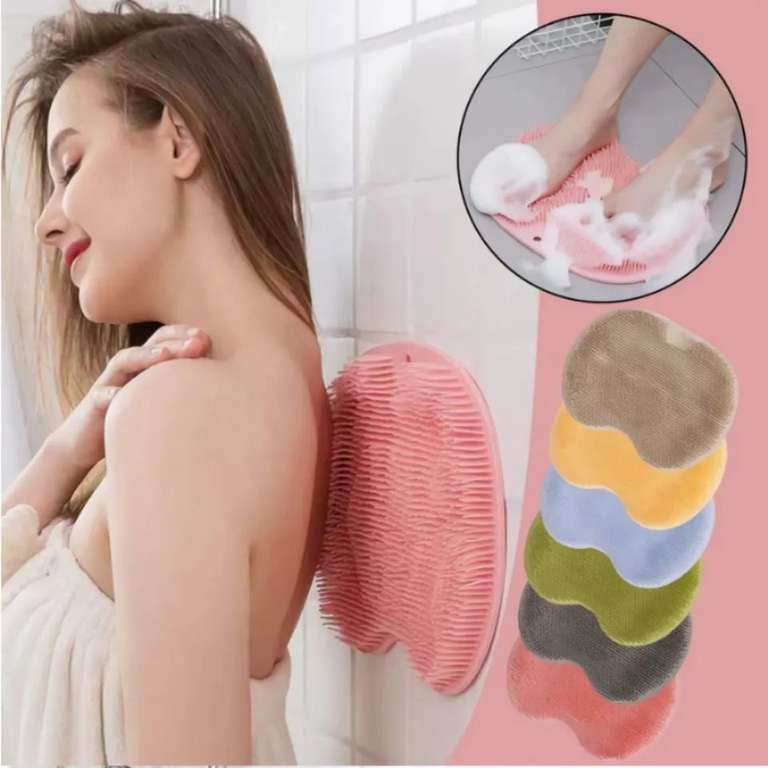 Rascador de masaje Exfoliante para ducha: Alfombrilla antideslizante de baño con cepillo de masaje de espalda de silicona