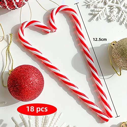 18 Piezas Bastones de Caramelo, Navidad Adornos bastón de Caramelo de Plástica para Árbol de Navidad, 12'5 cm
