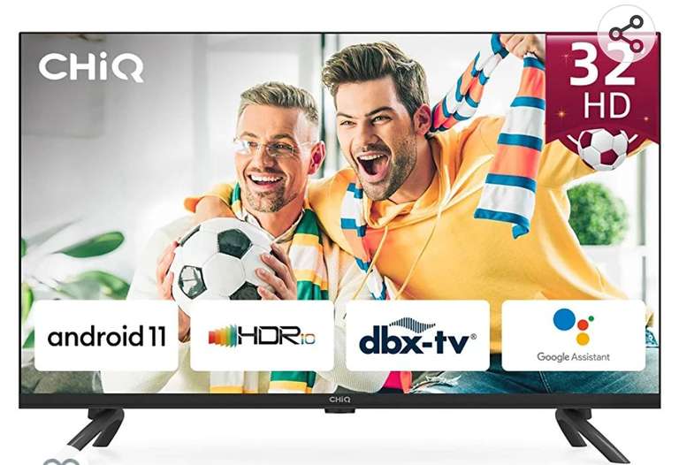 CHiQ L32G7L, Smart TV 32" (80cm), TV con Android 11, Frameless TV, Netflix, Prime Video, Youtube, HDR10, 2.4/5G Wi-Fi, Chromecast