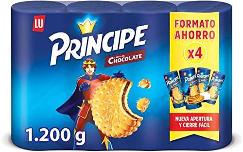 Príncipe Original Galletas Sandwich Rellenas de Crema de Chocolate con Leche Pack Ahorro 4 x 300g