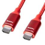 Amazon Basics - Cable HDMI trenzado de alta velocidad, rojo, de 0,9 metros