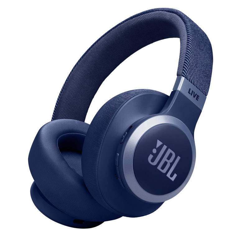JBL Auriculares inalámbricos circumaurales Live 770 NC, con Bluetooth y cancelación adaptativa de ruido, hasta 65 horas, azul