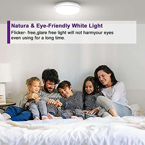 Lámpara de techo LED, 6500 K, blanco frío, 20 W equivalente a 160 W, súper brillante 2000 lm