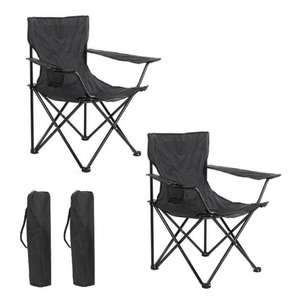 Set de 2 Sillas camping plegable portátil sillas pesca camping playa con reposabrazos y bolsa de transporte(1er pedido 11,99€ en app)