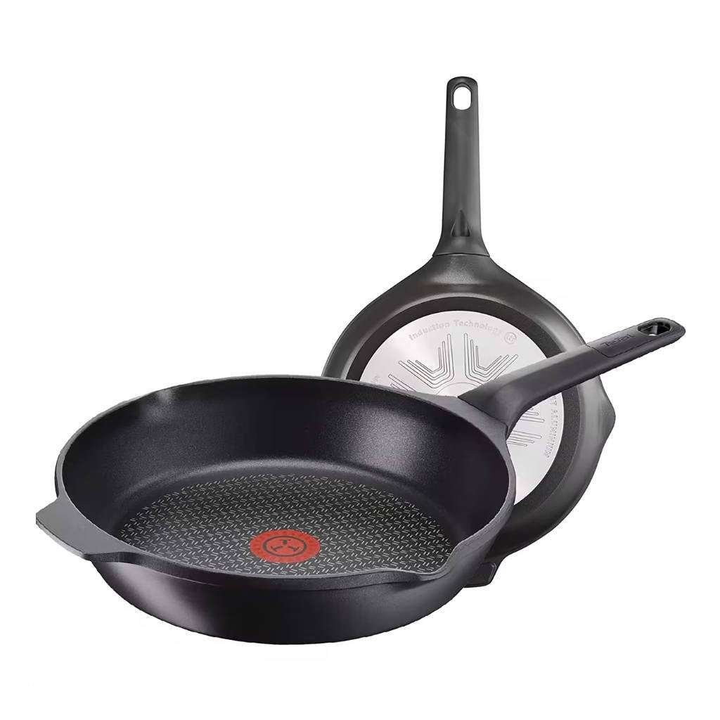 Set de sartenes  Tefal C42202S2A, 2 unidades, 20/26 cm, Para todo tipo de  cocinas, Revestimiento antiadherente, Aluminio, Negro