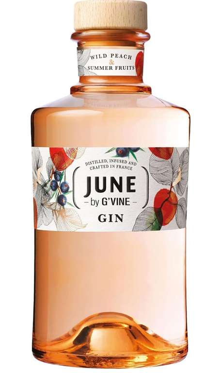 June Gin Melocotón - 700 ml, 37.5º - Ginebra aroma de Melocotón y Frutas del Verano - Elaborada para la creación de cócteles - Sin Gluten