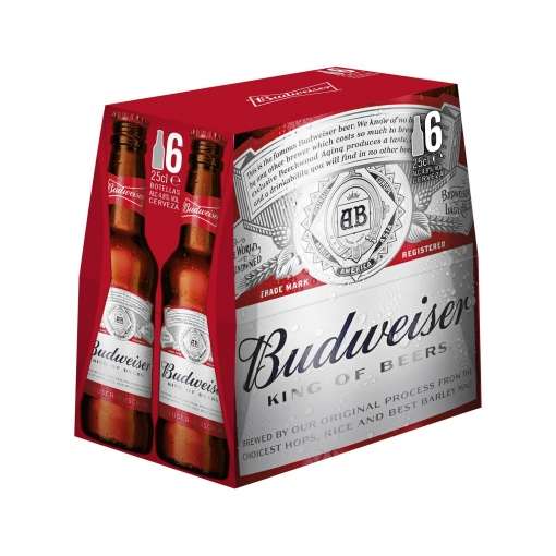 Cerveza Budweiser Lager pack de 6 botellas de 25 cl.