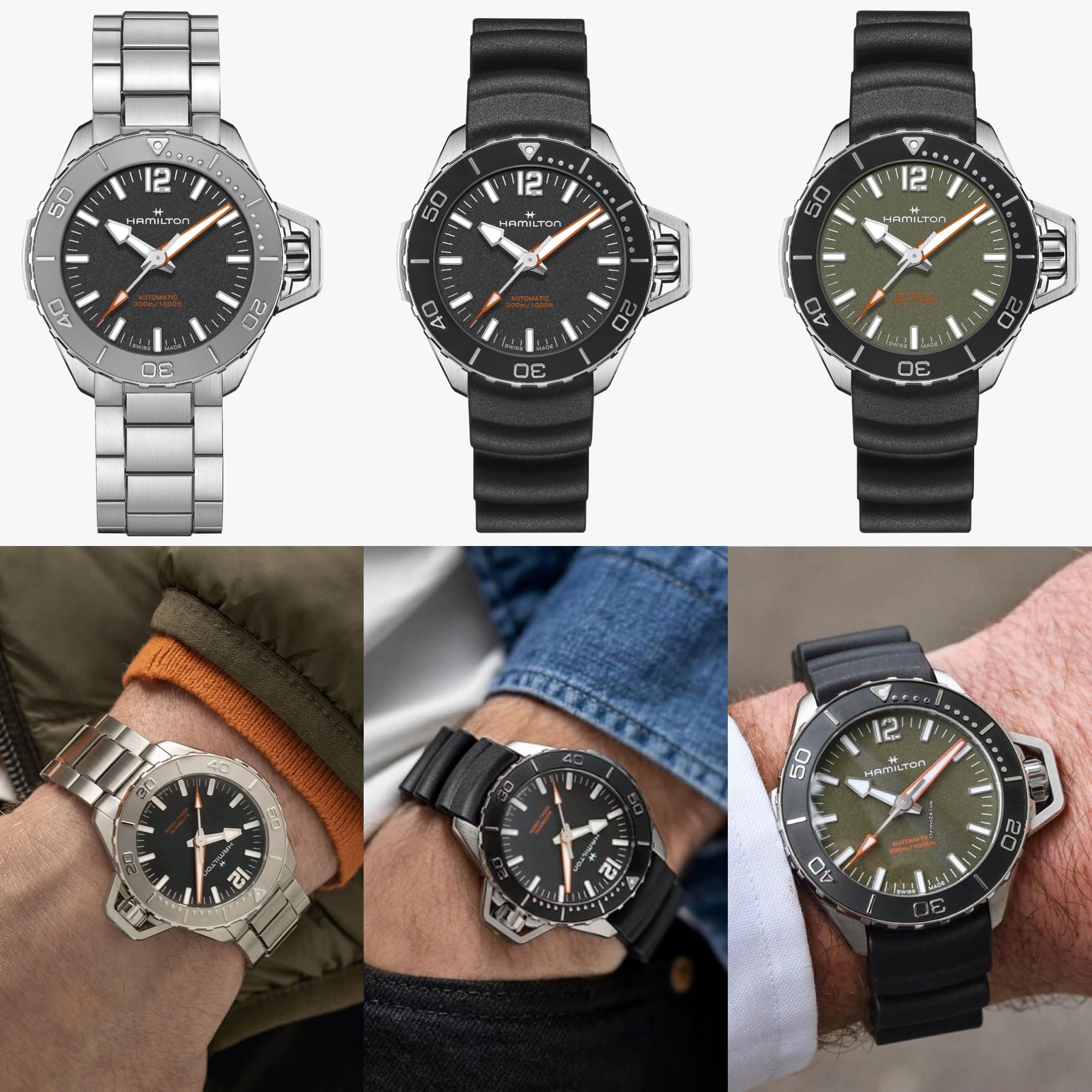 Reloj HAMILTON Khaki Navy Frogman 3 versiones (negro/negro+verde/armys) | Mov. AUTOMÁTICO suizo | ZAFIRO | Caja 41mm | 30ATM | Precio final
