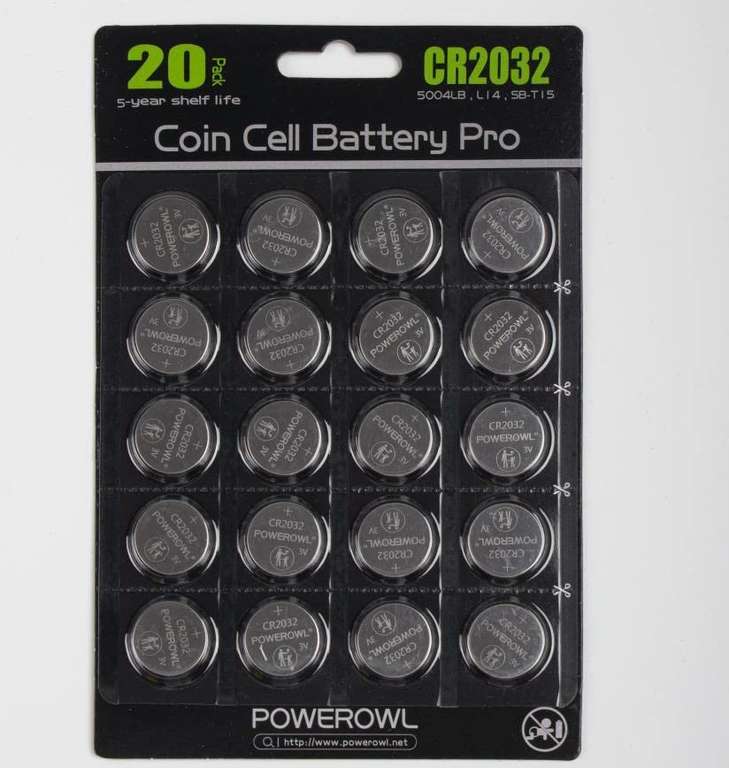 CR2032, POWEROWL Pilas Botón CR2032 de Litio de 3V, DL2032/ KCR2032 / BR2032 / ECR2032 Baterías para Dispositivos Electrónicos, 20 Unidades