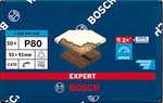 Bosch Professional 50x Papeles de lija Expert C470 (para Madera dura, Pintura sobre madera, 93 x 93 mm, grano 80, accesorios Lijadora delta)