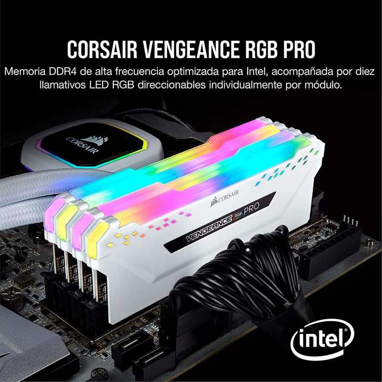 Corsair Vengeance RGB Pro 16GB Kit (2x8GB) RAM DDR4 3200 CL16 Blanco