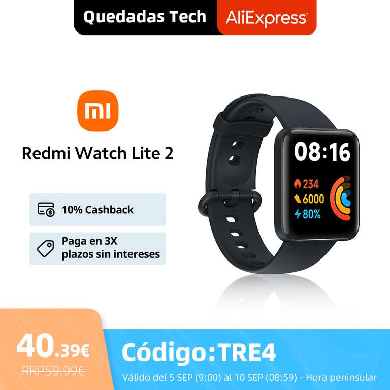 Redmi Watch Lite 2 Reloj Inteligente, Cronógrafo Oficial. Entrega en 5 días desde España