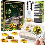 Juegos educativos - fósil de ámbar - gemas de insectos de resina sintética - kit de excavación, lupa, guía de estudio y bolsa
