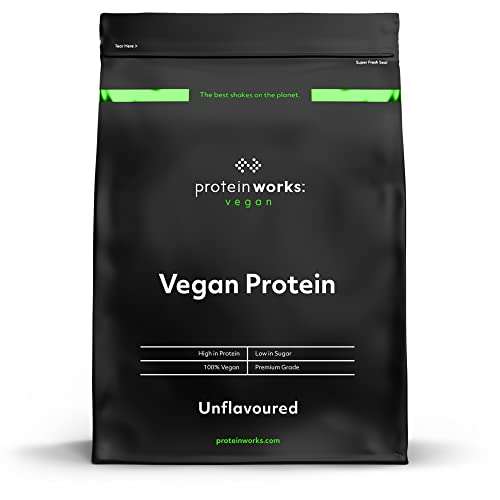 THE PROTEIN WORKS, proteína vegana sin sabor, 100% a base de plantas, sin gluten, ecológico y bajo en grasas. 1kg