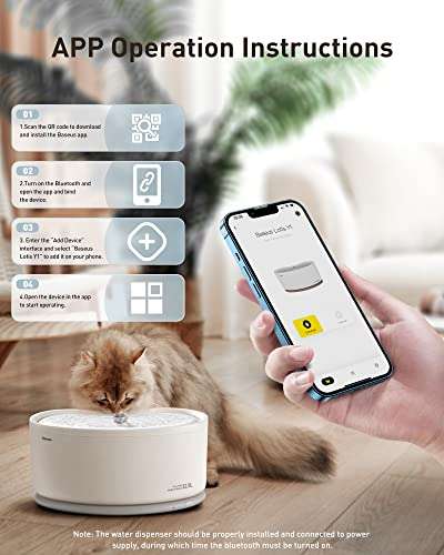 Baseus fuente para gatos de 2'5 litros control por App, luz led y 2 filtros
