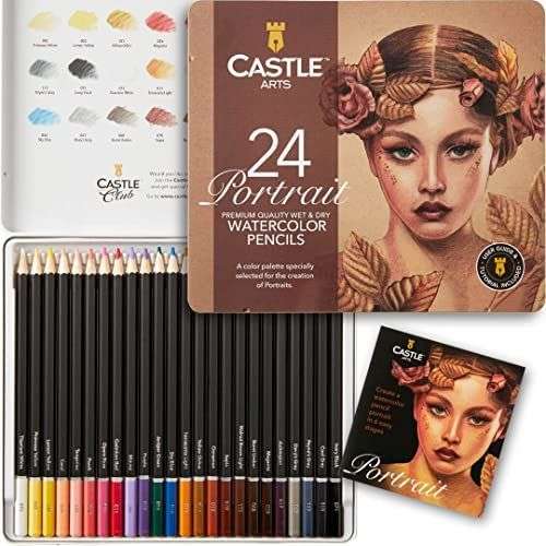 Castle Art Supplies Caja Lápices Acuarela Estilo Retratos | 24 Intensos Colores