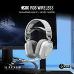 Corsair HS80 RGB WIRELESS para Juegos Multiplataforma RGB - Dolby Atmos - Micrófono Omnidireccional - iCUE - PC, Mac, PS5, PS4 - Blanco