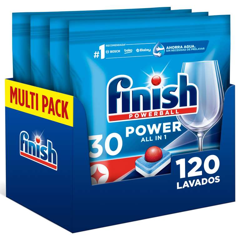 Finish All in 1 Max Pastillas para lavavajillas Regular 120 pastillas Edición 4 bolsas de 30 pastillas
