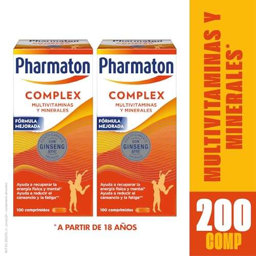 Pharmaton Complex - Multivitamínico con Ginseng G115-200 Comprimidos - Energía Física y Mental - Vitaminas para el cansancio.