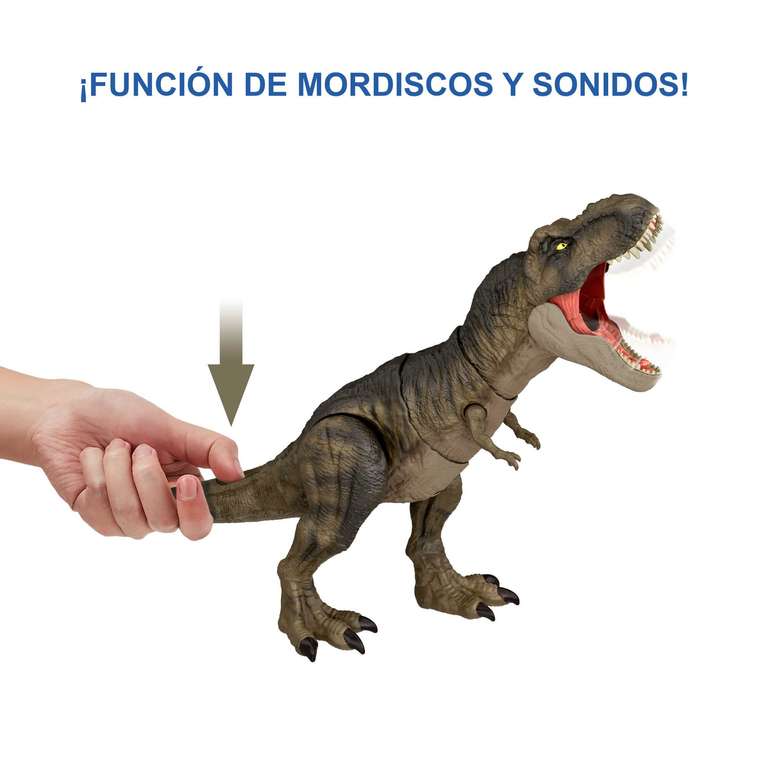 Mattel Jurassic World T-Rex golpea y devora Dinosaurio articulado, figura de juguete para niños (HDY56)