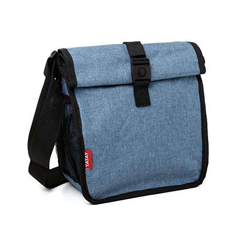 Tatay - Bolsa Térmica Porta Alimentos, 4,2L de Capacidad, con 2 Tuppers Herméticos de 0,5L, Color Denim Blue. Medidas 22 x 11 x 22,5 cm