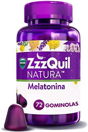 ZzzQuil Natura Complemento alimenticio para dormir, a base de melatonina para dormir y extractos de lavanda 72 gummies