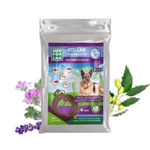 Pack de 4 Collares Anti-Insectos para Perros, con Margosa, geraniol y lavandino Menforsan