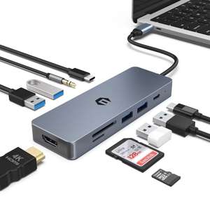 Hub USB C, 10 en 1 para MacBook Chromebook, Thinkpad, LAN con Salida HDMI 4K, Lector de Tarjetas TF