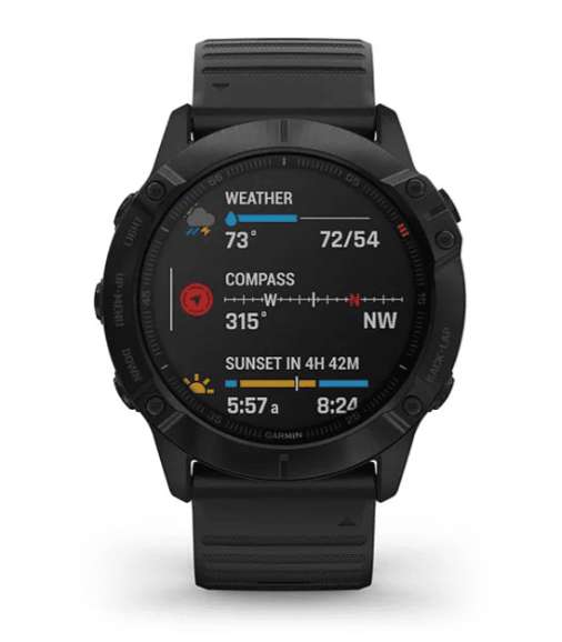 Reloj deportivo - Garmin Fenix 6X Pro, Negro, GPS, Sensores ABC, Aplicaciones deportivas