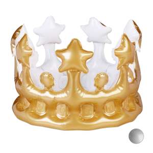 corona cumpleaños hinchable, pvc, dorado, 16 x 21 cm