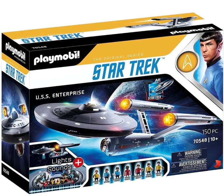PLAYMOBIL Star Trek 70548 U.S.S. Enterprise NCC-1701, con aplicación AR, Efectos de luz y Sonidos Originales