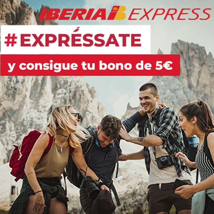Bono Gratis de 5€ + 20% descuento para Iberia Express