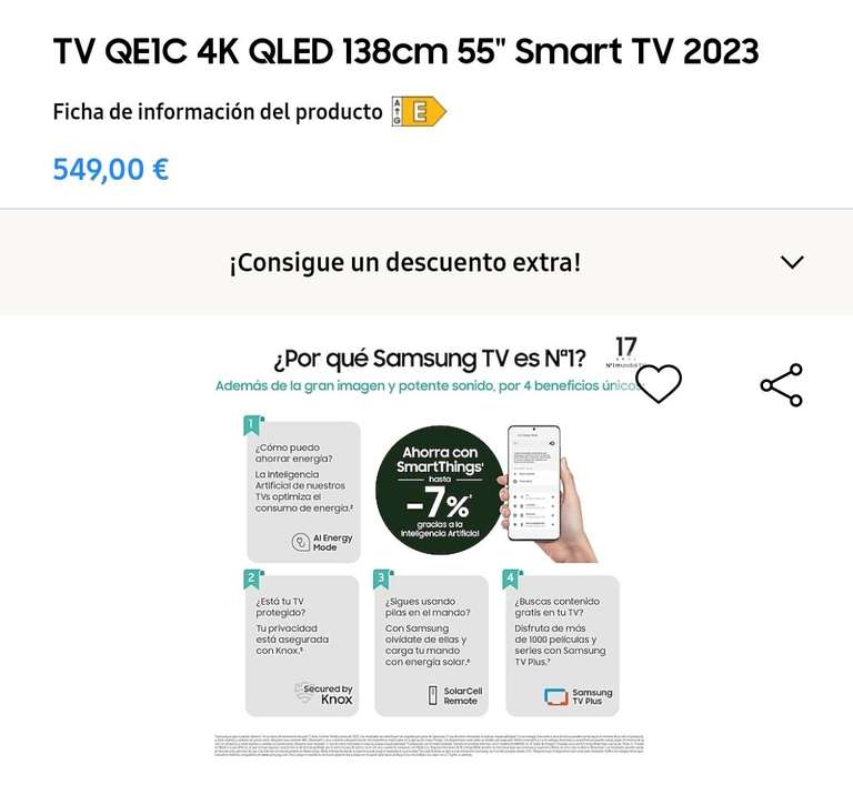 TV QE1C 4K QLED 138cm 55" smart TV