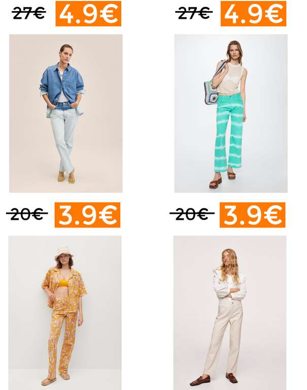 Mega recopilación pantalones y jeans por menos de 5€ en MANGO OUTLET
