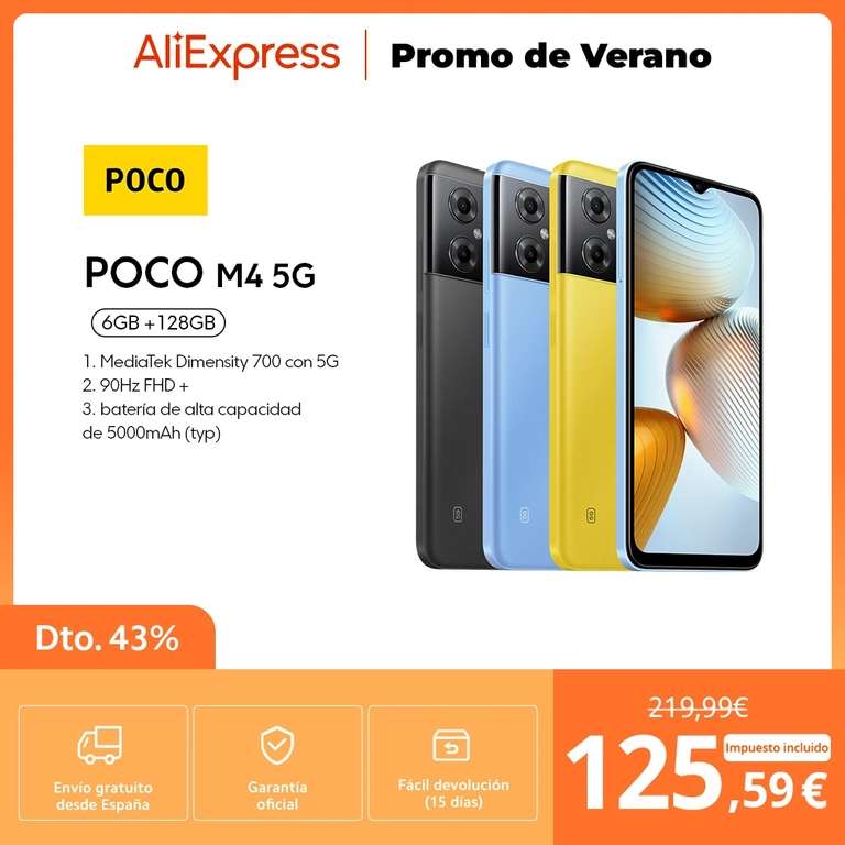 POCO M4 5G 6GB 128GB (desde España)